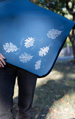 Stellar Blue Poncho with Oak Leaves Design-3