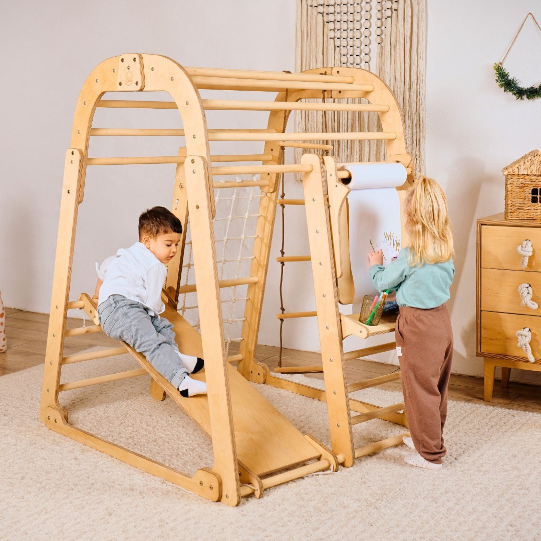 Indoor Playground for Toddlers - 7in1 Playground + Swings Set + Slide Board + Art Set-1