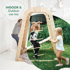 Indoor Wooden Playground for Children - 6in1 Playground + Swings Set + Slide Board-8
