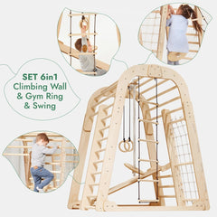 Indoor Wooden Playground for Children - 6in1 Playground + Swings Set + Slide Board-4