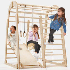Indoor Wooden Playground for Children - 6in1 Playground + Swings Set + Slide Board-1