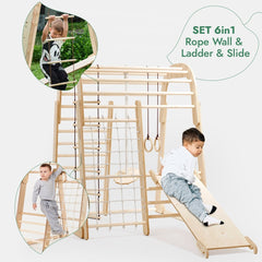 Indoor Wooden Playground for Children - 6in1 Playground + Swings Set + Slide Board-3