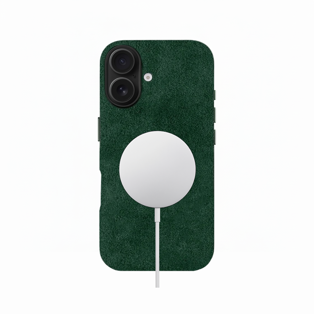 Coque en Alcantara Vert pour iPhone 16-2