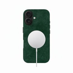Coque en Alcantara Vert pour iPhone 16-2