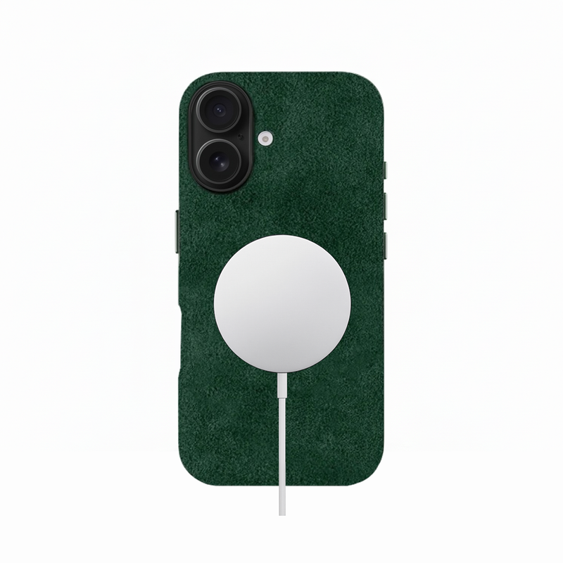 Coque en Alcantara Vert pour iPhone 16-2