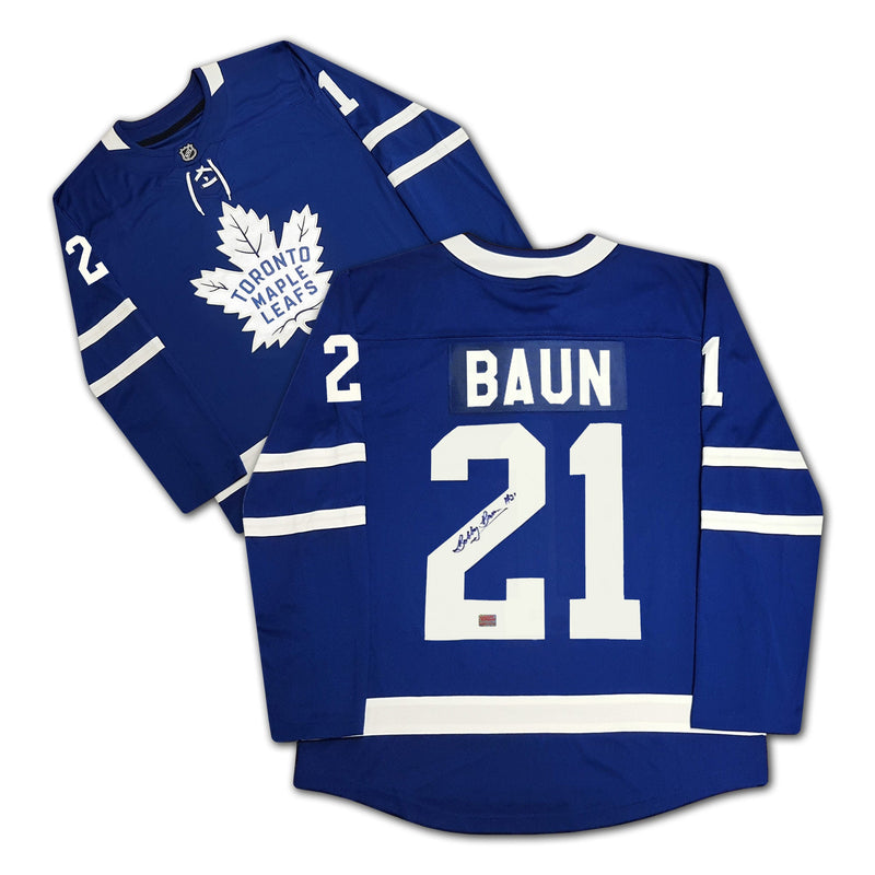 Bobby Baun Autographed Toronto Maple Leafs Blue Jersey-1