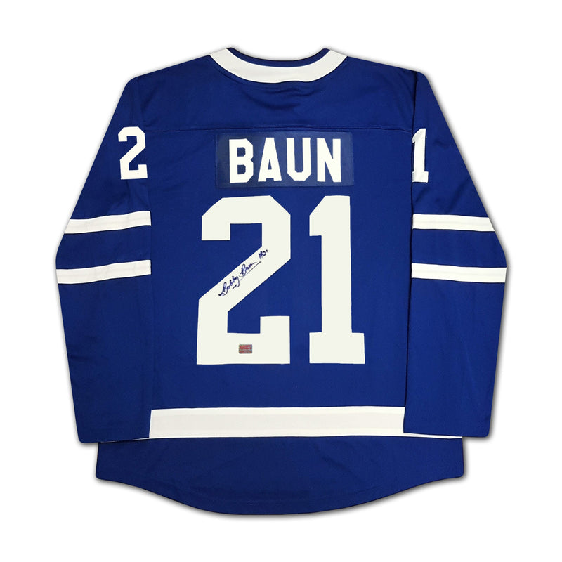 Bobby Baun Autographed Toronto Maple Leafs Blue Jersey-2