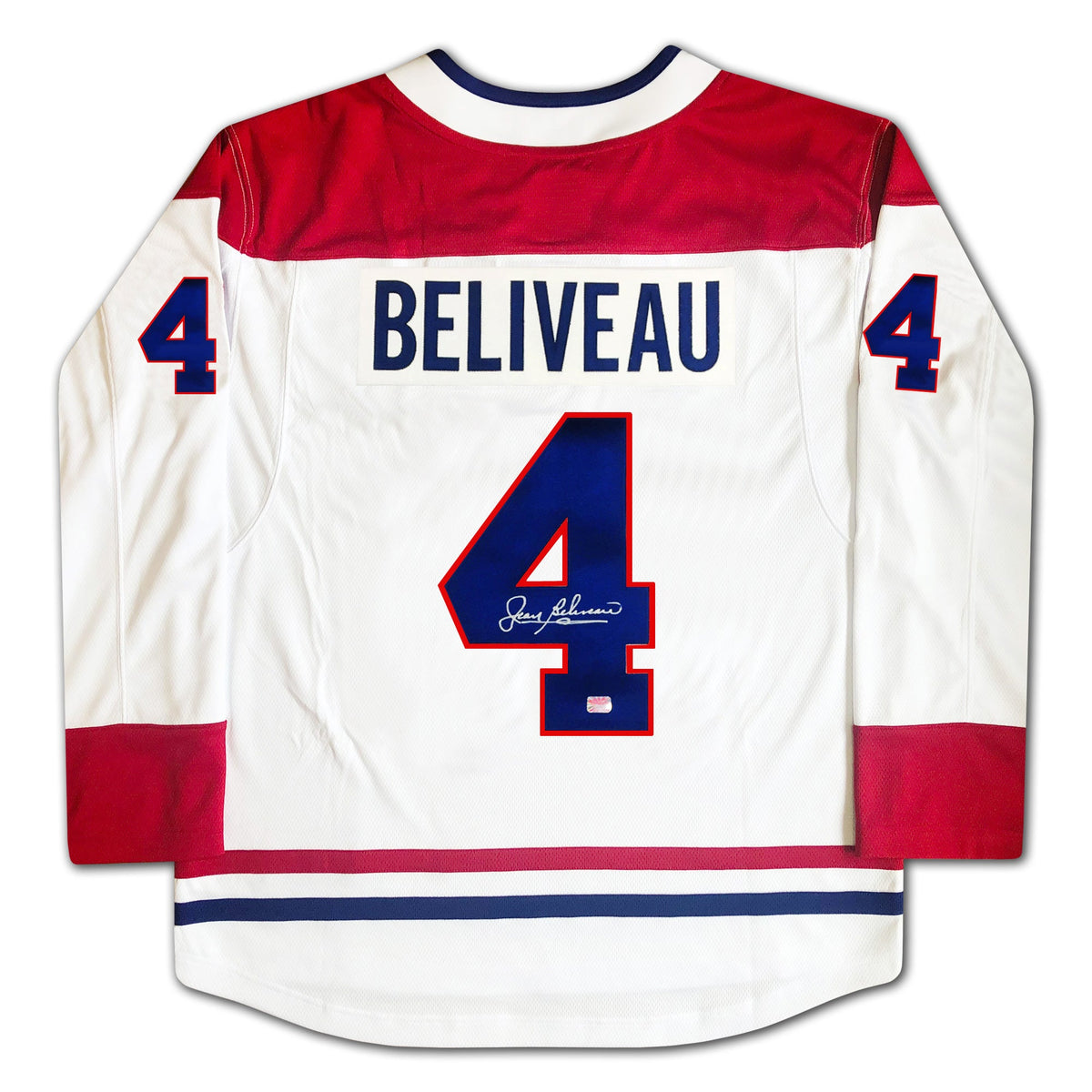 Jean Beliveau Autographed Montreal Canadiens White Jersey-2
