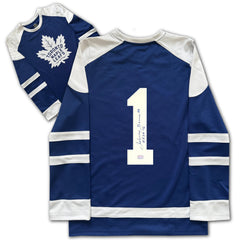 Johnny Bower Signed Toronto Hockey Fan Jersey - Blue, Large-1