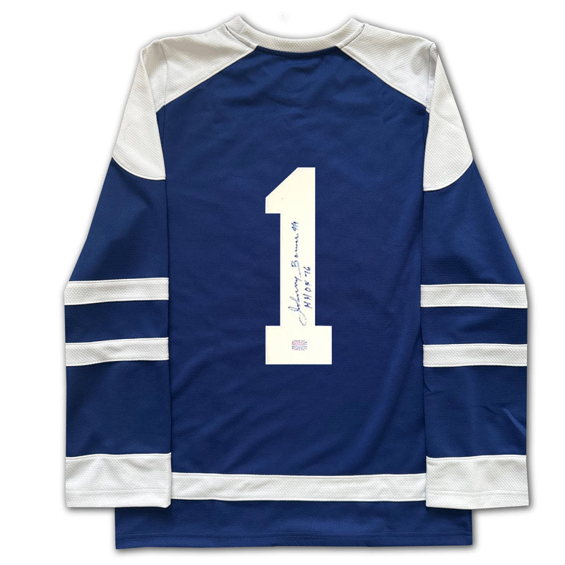 Johnny Bower Signed Toronto Hockey Fan Jersey - Blue, Large-2