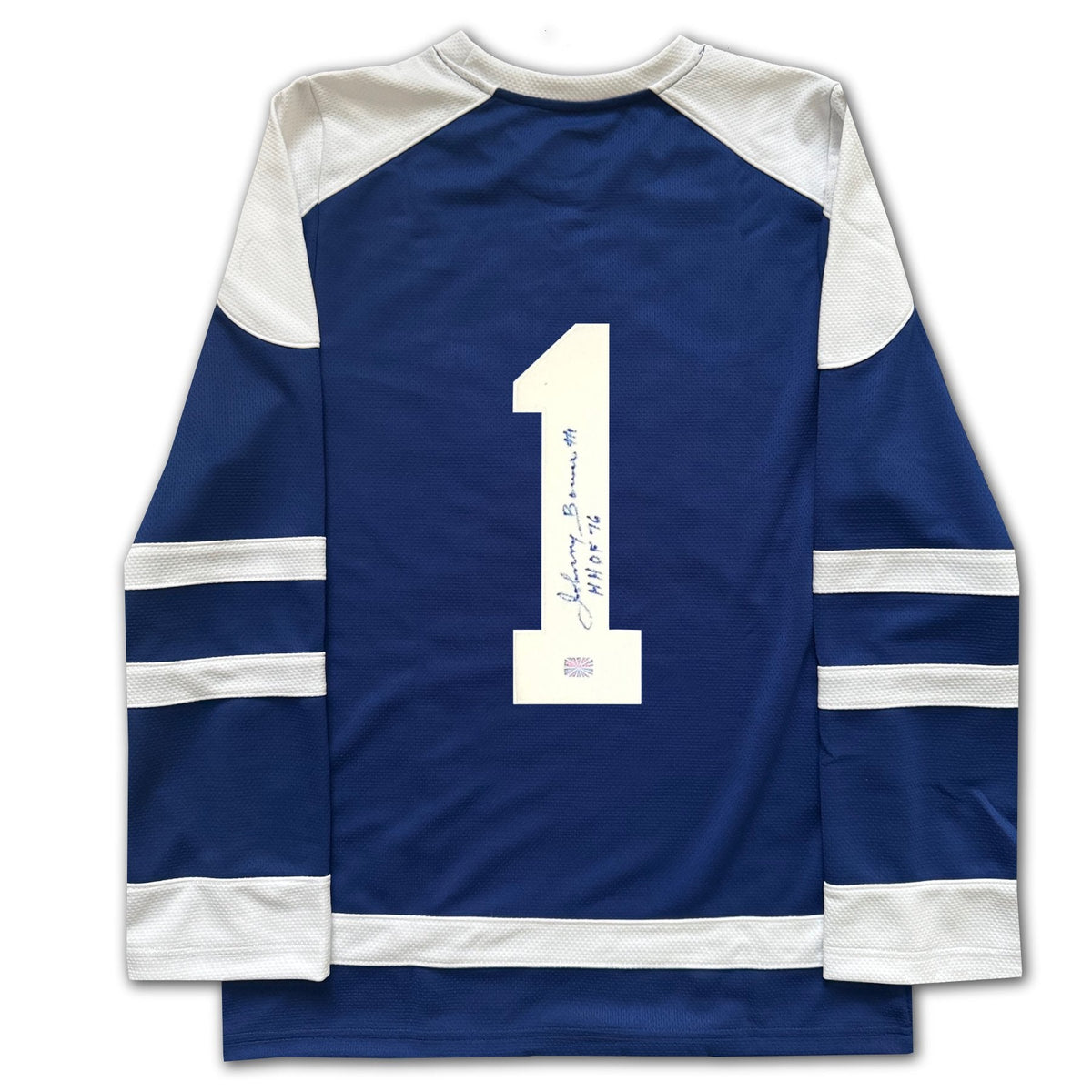 Johnny Bower Signed Toronto Hockey Fan Jersey - Blue, X-Large-2