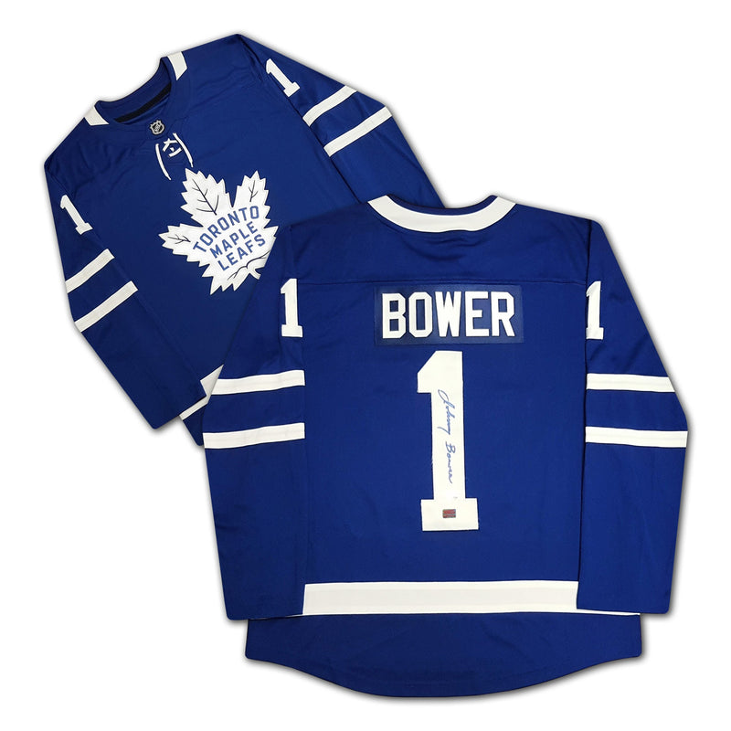 Johnny Bower Autographed Toronto Maple Leafs Blue Jersey-1