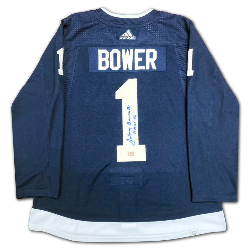 Johnny Bower Autographed Toronto Arenas Navy Blue Jersey-2