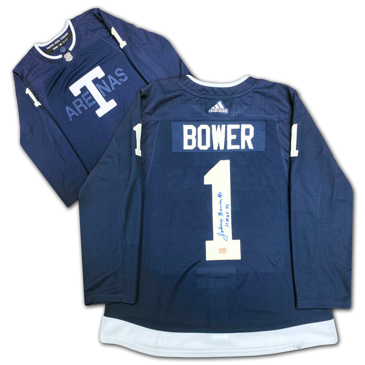 Johnny Bower Autographed Toronto Arenas Navy Blue Jersey