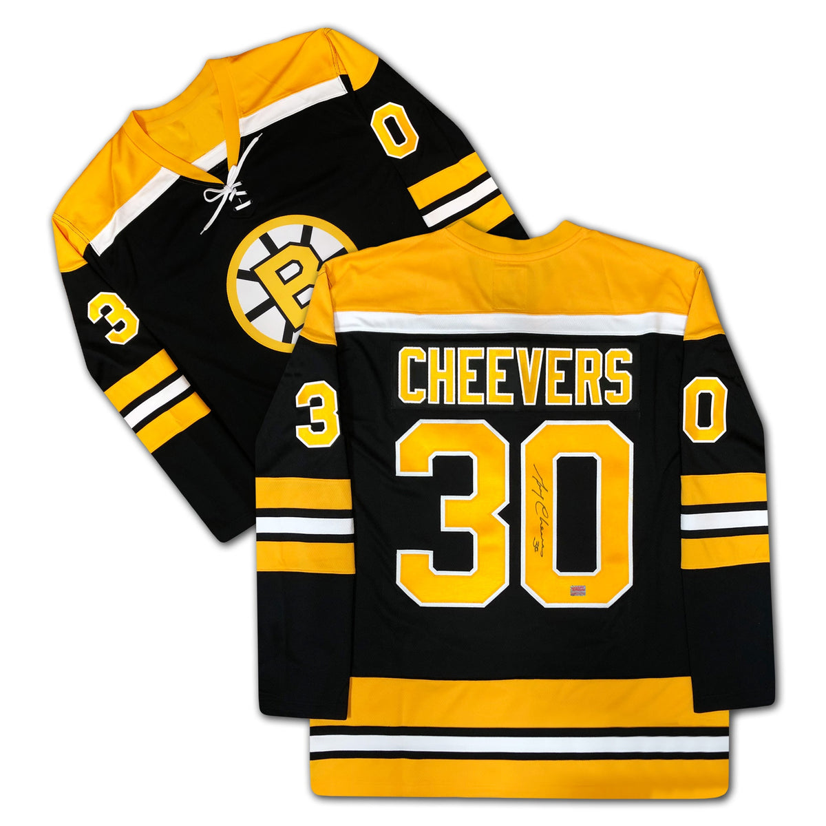 Gerry Cheevers Autographed Boston Bruins Black Jersey-1