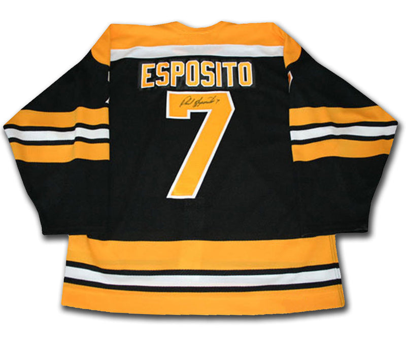 Phil Esposito Autographed Boston Bruins Black Jersey-1