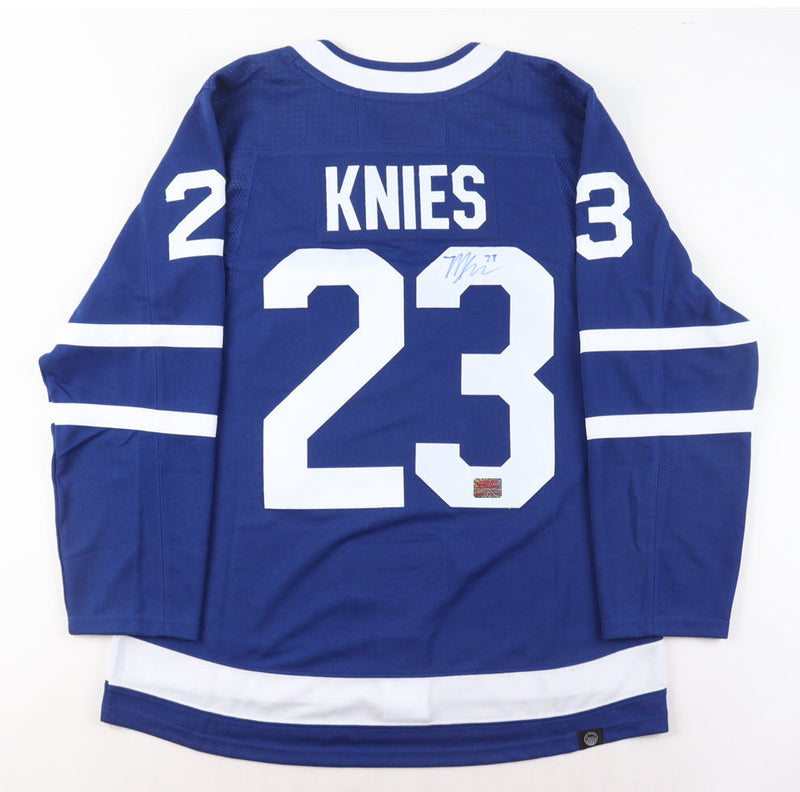 Matthew Knies Autographed Toronto Maple Leafs Blue Jersey-1