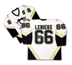 Mario Lemieux Autographed Pittsburgh Penguins White Jersey-1