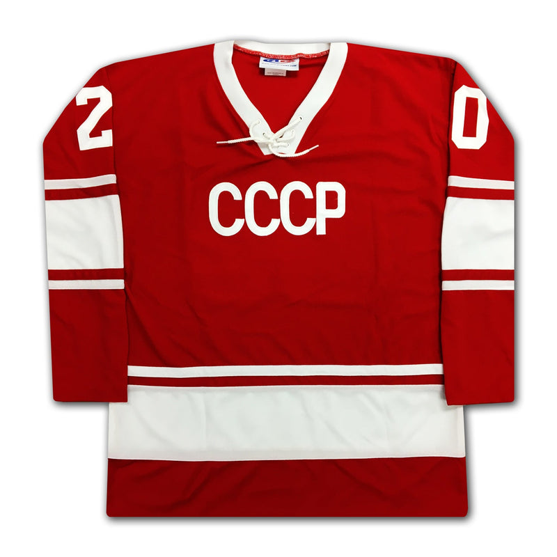 Vladislav Tretiak Autographed Russian CCCP Red Jersey-3