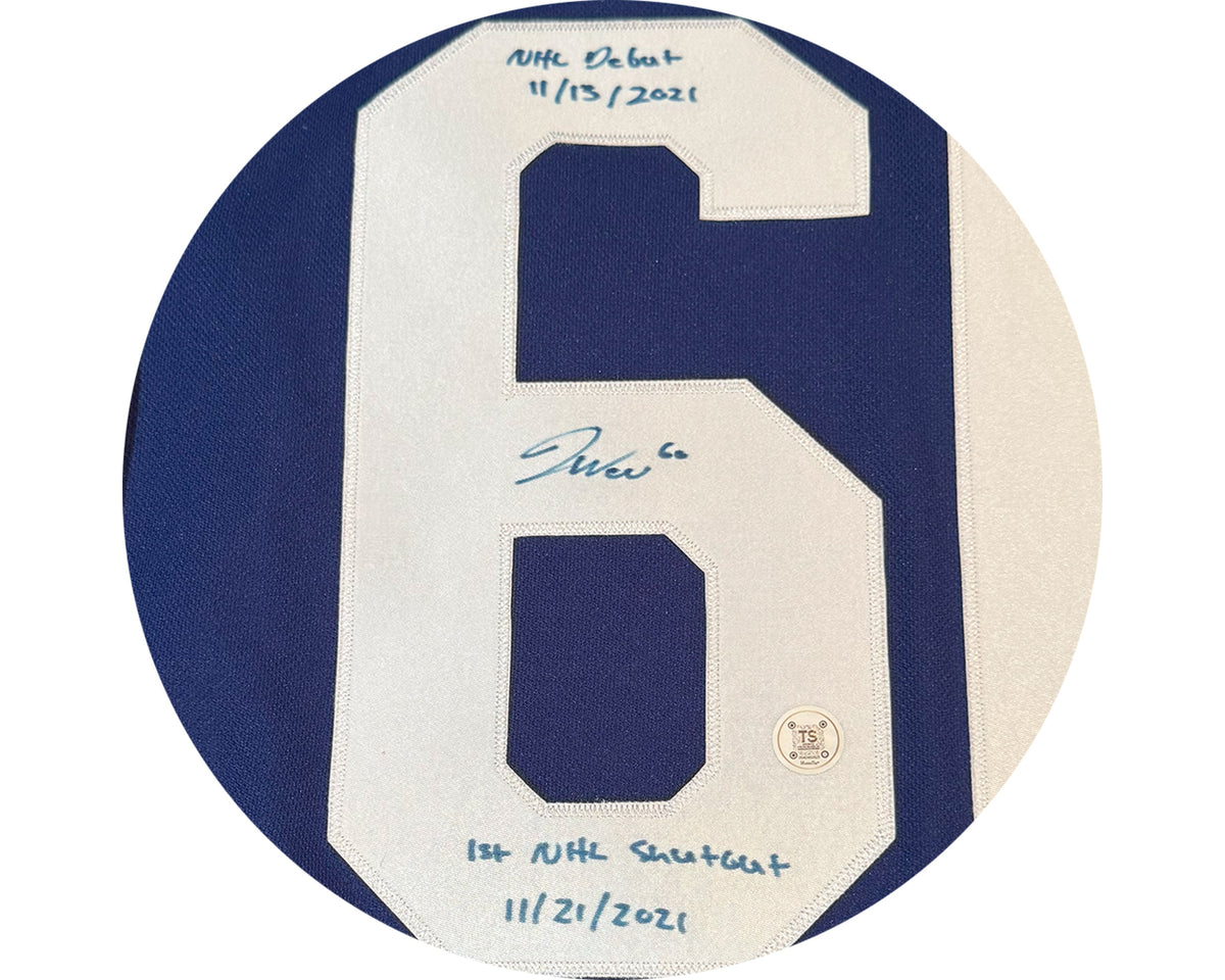 Joseph Woll Autographed Toronto Maple Leafs Home Blue Fanatics Premium Jersey Multi-Inscribed-2