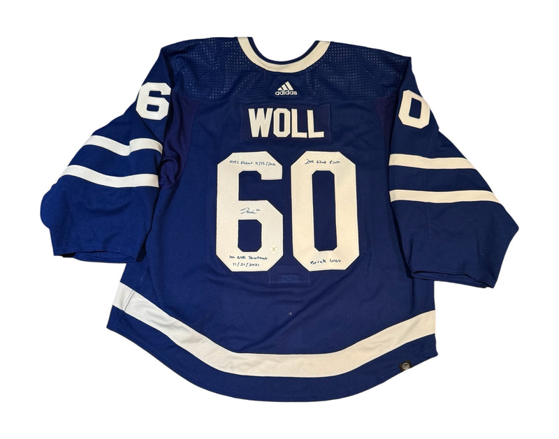 Joseph Woll Autographed Toronto Maple Leafs Home Blue Adidas MIC Jersey Multi-Inscribed-1