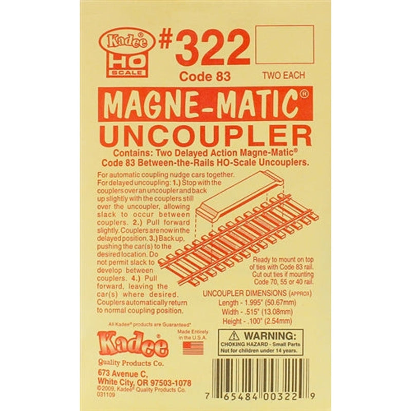 Kadee #322 HO Permanent Magnet Delayed Uncouplers Code 83 1 Pair-1