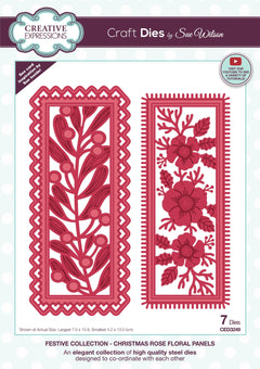 Creative Expressions Sue Wilson Festive Christmas Rose Floral Panels Craft Die-1
