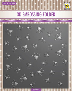 Nellie's Choice 3D Embossing Folder Square - Frog Series - Frog Footprints-1