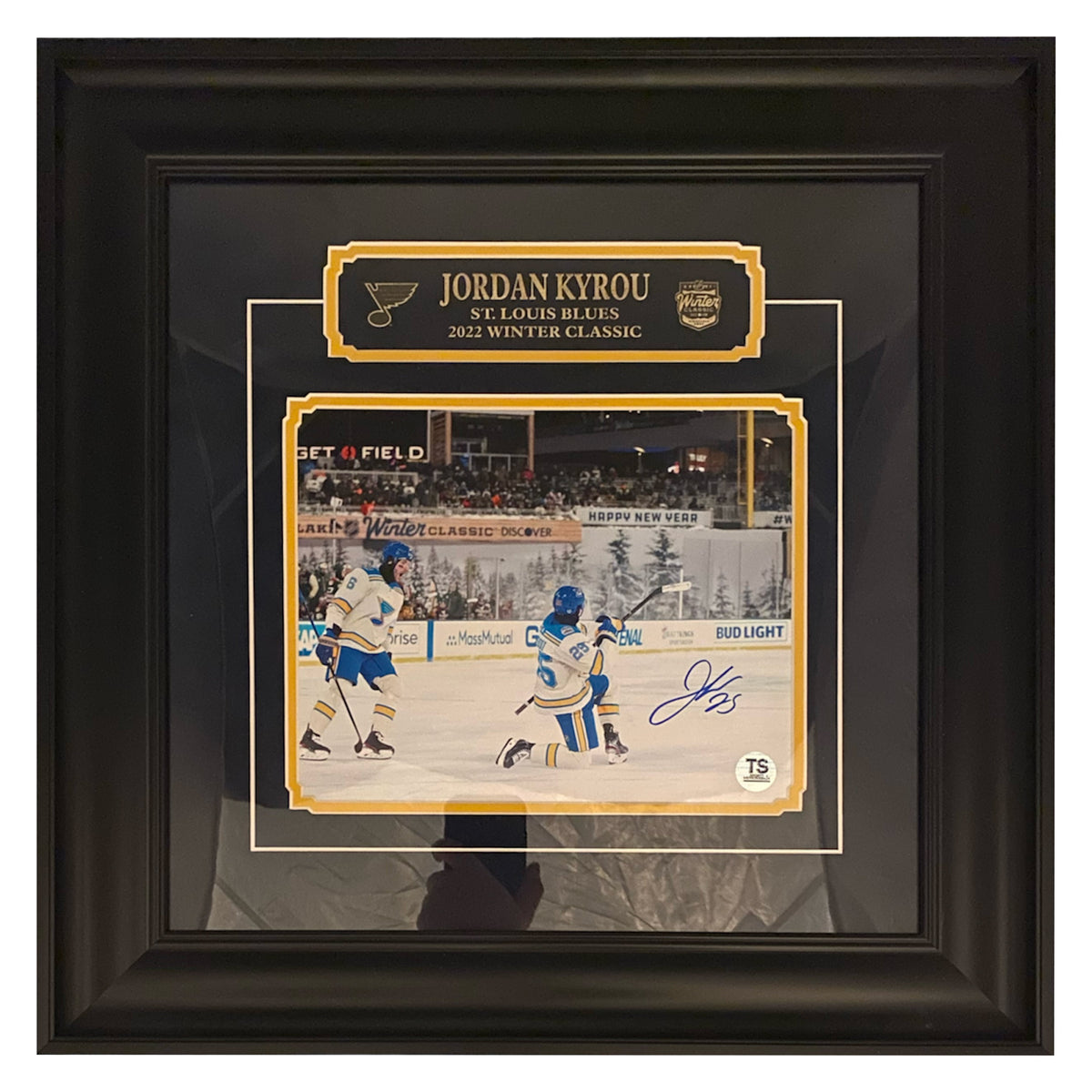 Jordan Kyrou Autographed St. Louis Blues 2022 Winter Classic 8x10 Framed-1