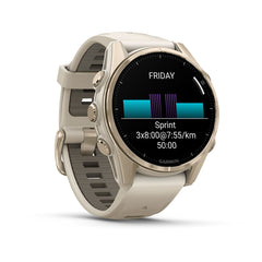 Fēnix® 8 – 43 mm AMOLED Soft Gold with Fog Gray/Dark Sandstone Band-3