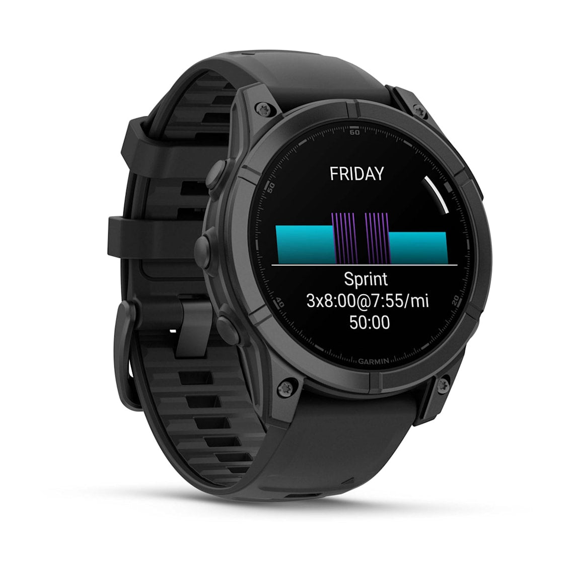 Fēnix® E – 47 mm, AMOLED Slate Gray Steel with Black Silicone Band-3