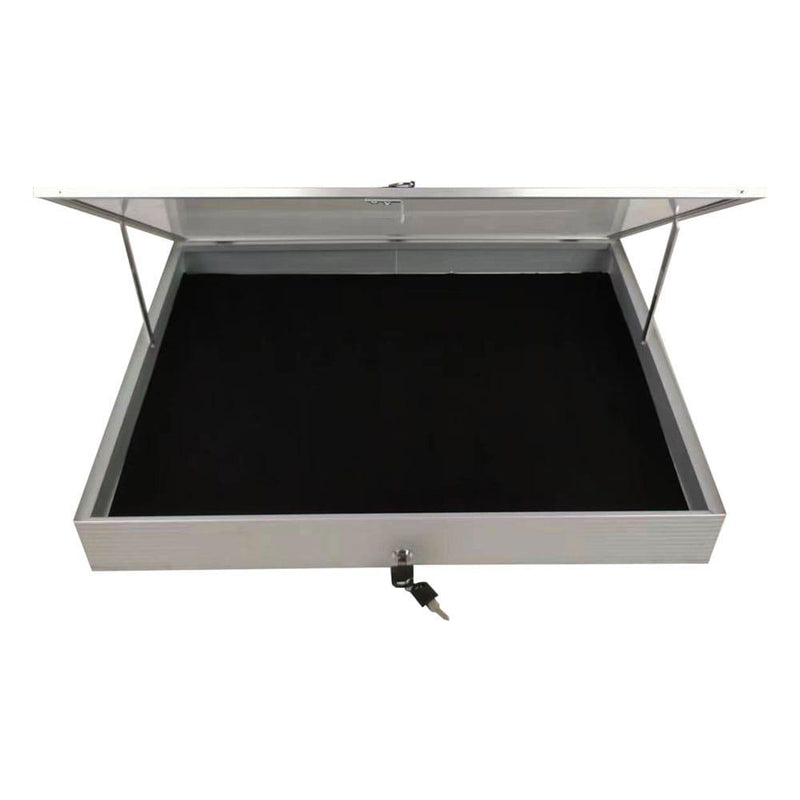 EVORETRO Lockable Display Case 36 x 24 x 4" Silver– Secure Showcase for Collectibles-1