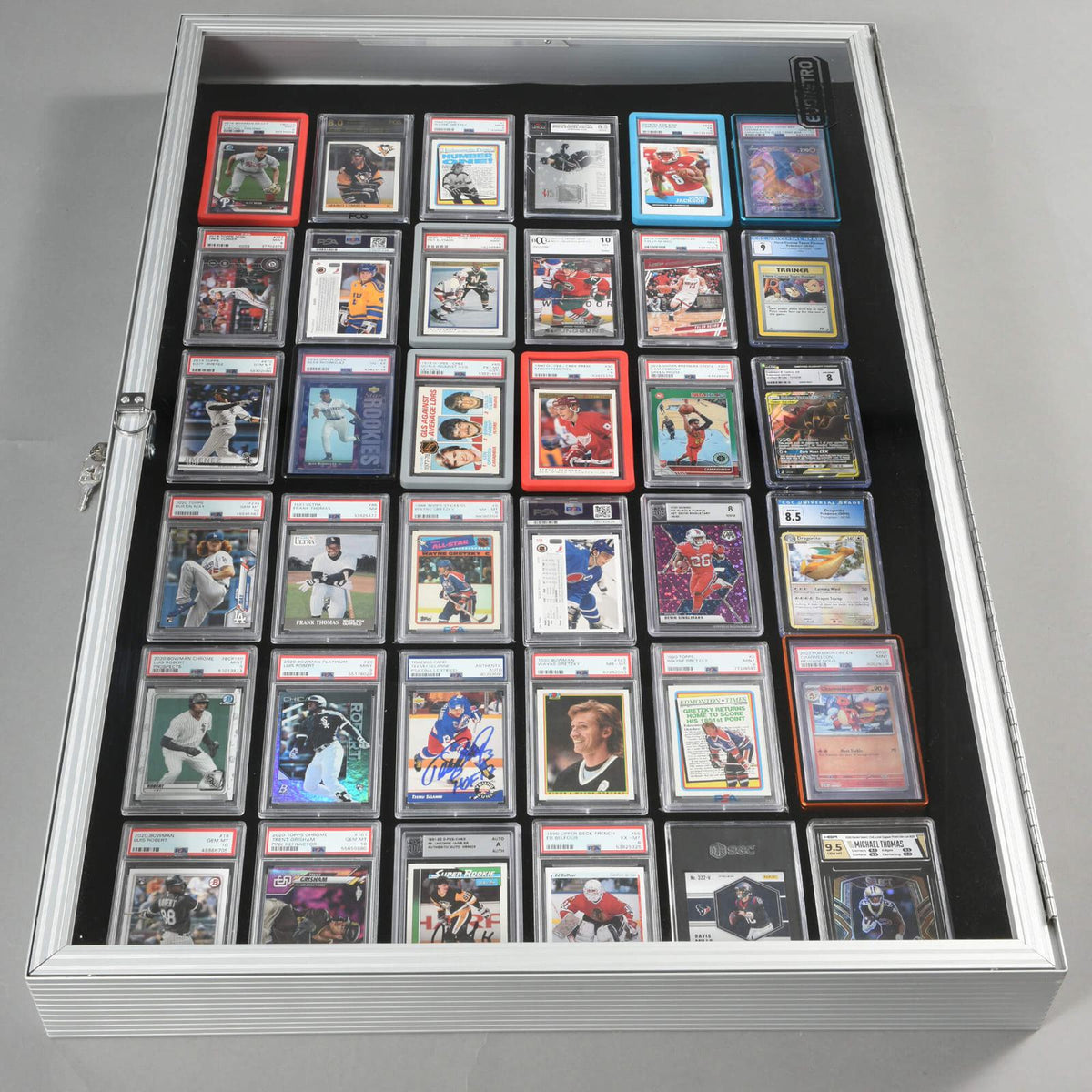 EVORETRO Lockable Display Case 36 x 24 x 4" Silver– Secure Showcase for Collectibles-9