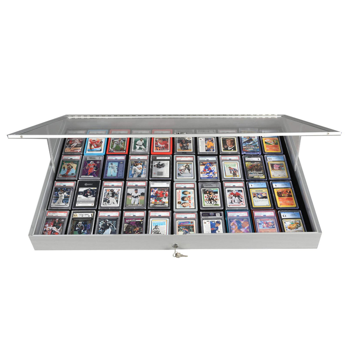 EVORETRO Lockable Display Case 36 x 24 x 4" Silver– Secure Showcase for Collectibles-10