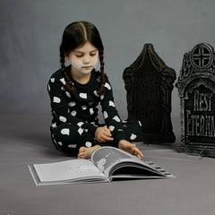 Ghosts Glow in the Dark Print on Black PJ Set | Petit Lem-1