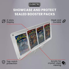 EVORETRO Magnetic Acrylic Booster Pack Display Case 4-Slot-4