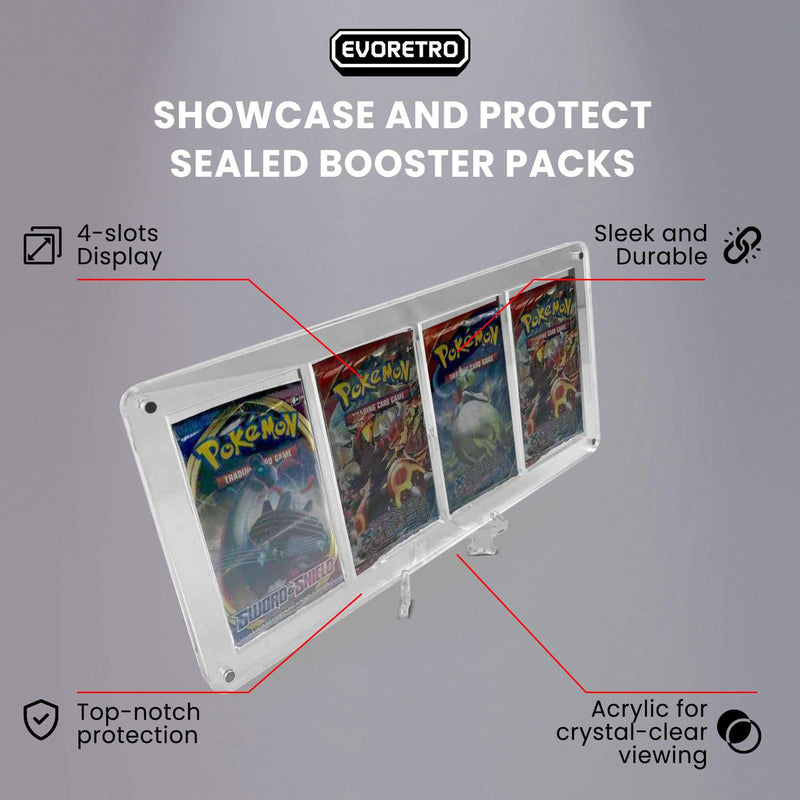 EVORETRO Magnetic Acrylic Booster Pack Display Case 4-Slot-4