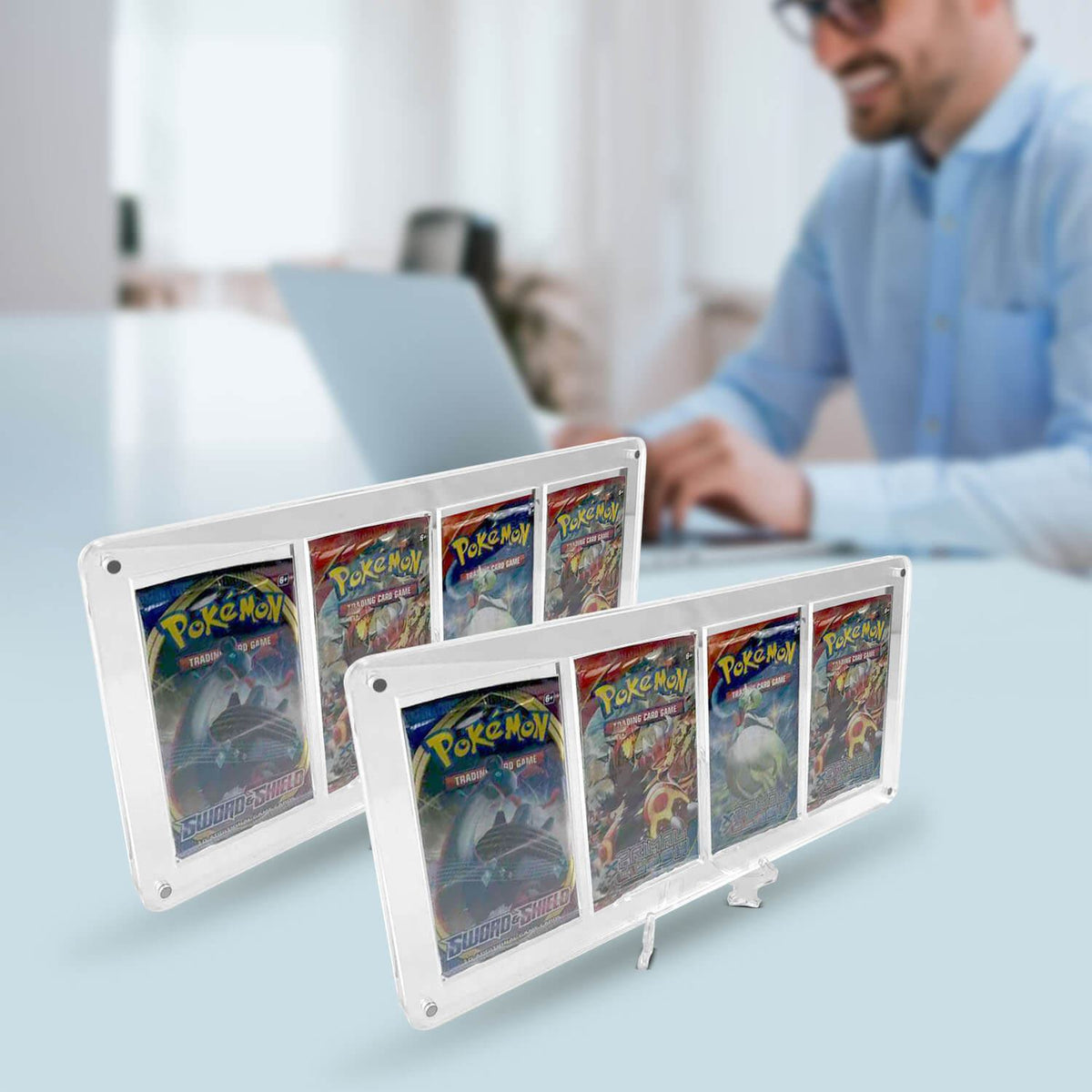 EVORETRO Magnetic Acrylic Booster Pack Display Case 4-Slot-5