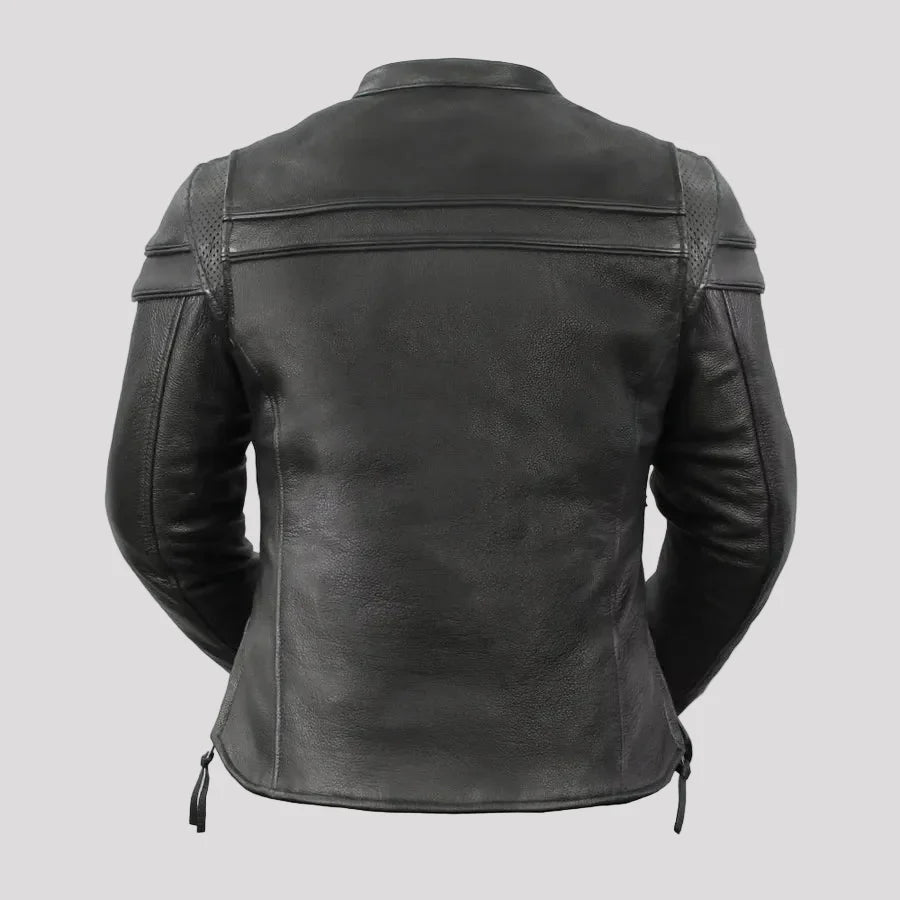Women's Motorcycle Jacket. Vented Cowhide with Zip-Out Thermal Liner-2