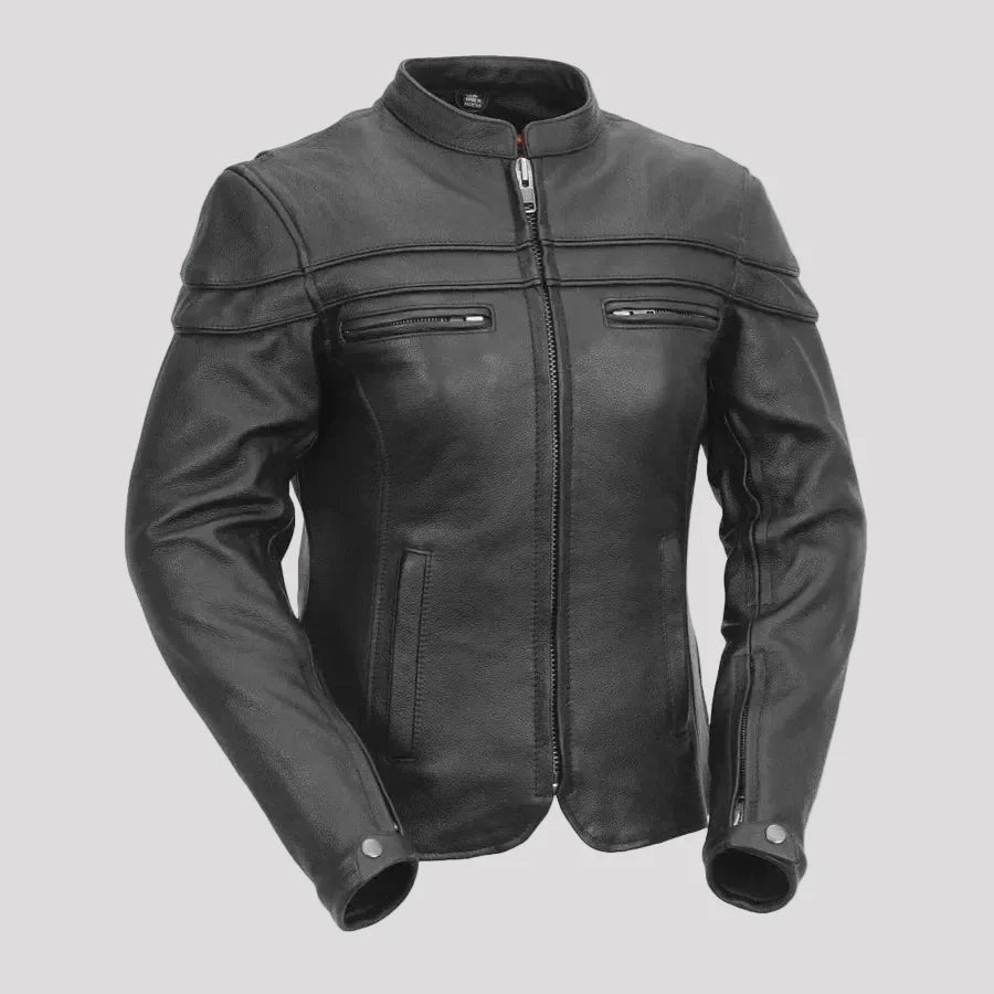 Women's Motorcycle Jacket. Vented Cowhide with Zip-Out Thermal Liner-1