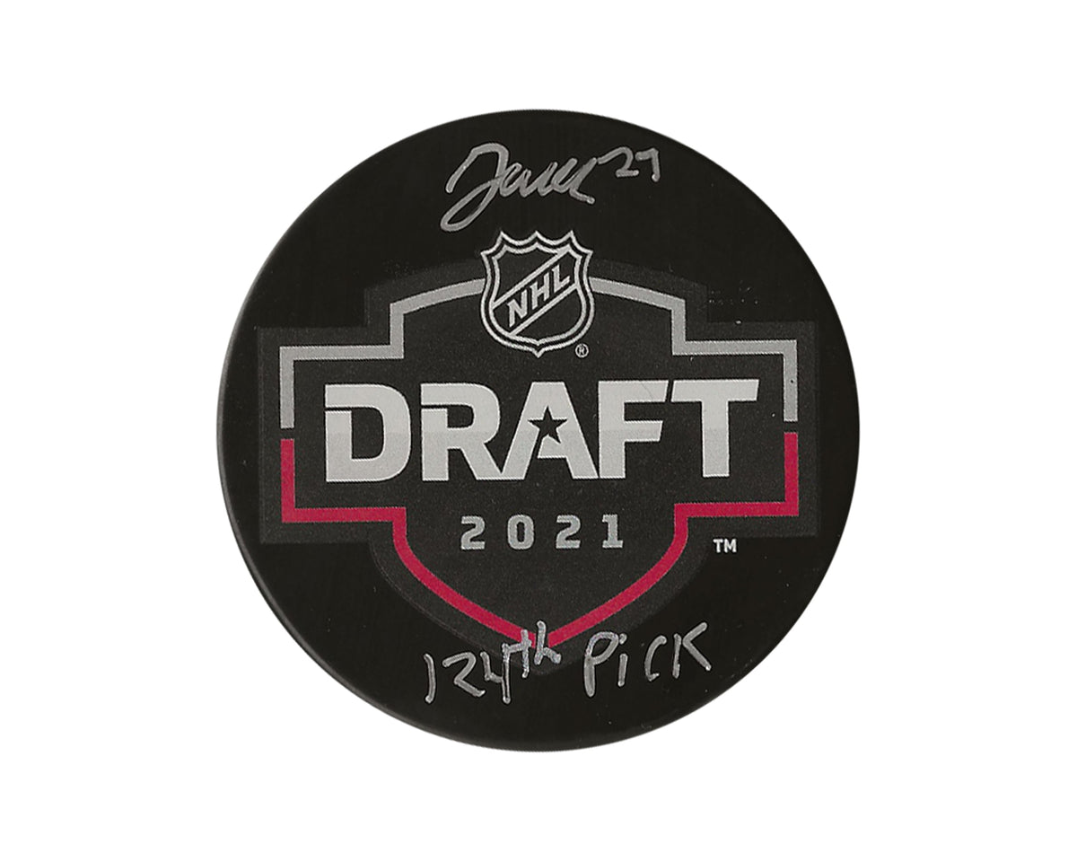Jack Matier Autographed 2021 NHL Draft Puck Inscribed "124th Pick"-1