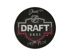 Jack Matier Autographed 2021 NHL Draft Puck Inscribed "124th Pick"-1