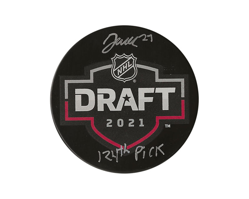 Jack Matier Autographed 2021 NHL Draft Puck Inscribed "124th Pick"-1