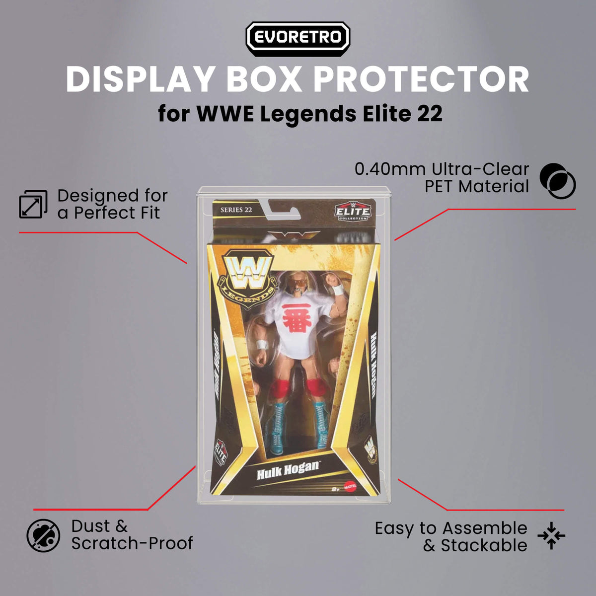 Mattel WWE Legends Series 22 EVORETRO PET Protectors (0.40 mm, 10-Pack)-5