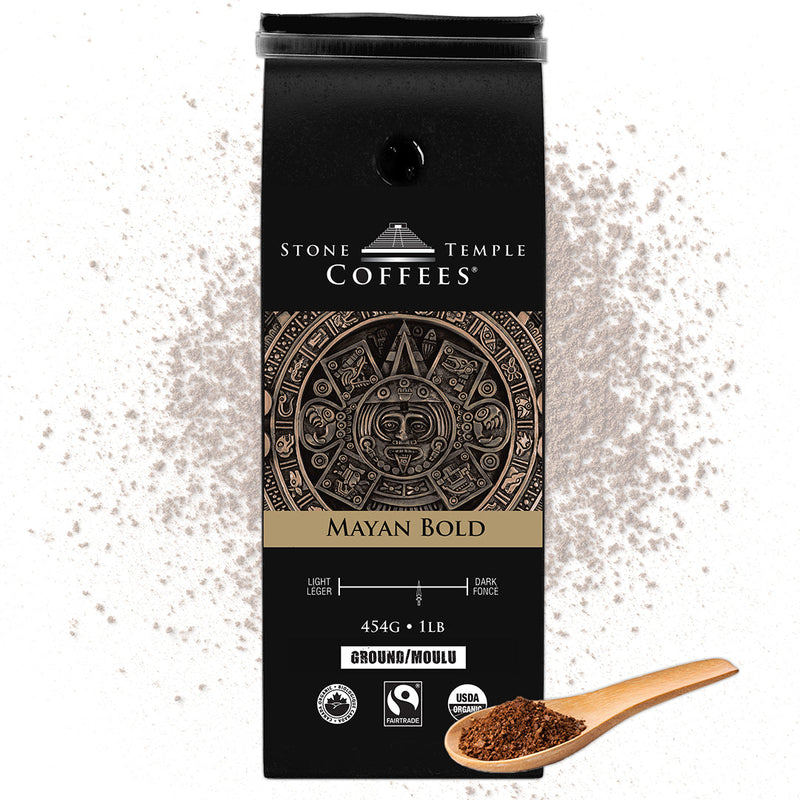 Mayan Bold - Ground, Bold Medium Roast, Certified Organic OCIA/ Fairtrade Coffee 1lb/454g-1