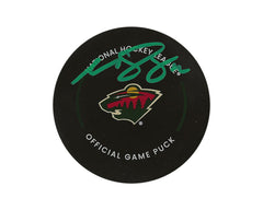 Matthew Boldy Autographed Minnesota Wild Official Game Puck-1