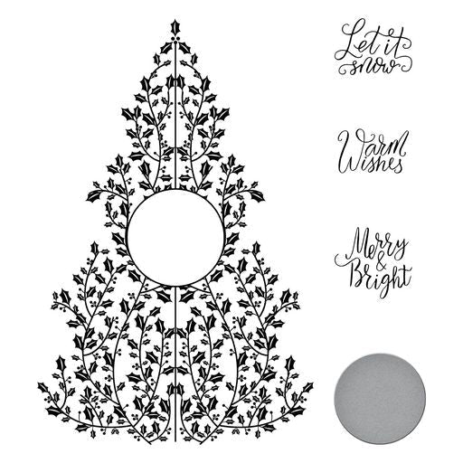 Juego de placa y troquel Holly Tree de la colección navideña BetterPress-3
