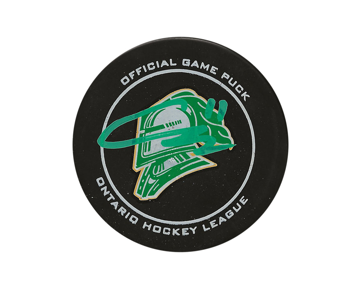 Connor McMichael Autographed London Knights Official Game Puck-1