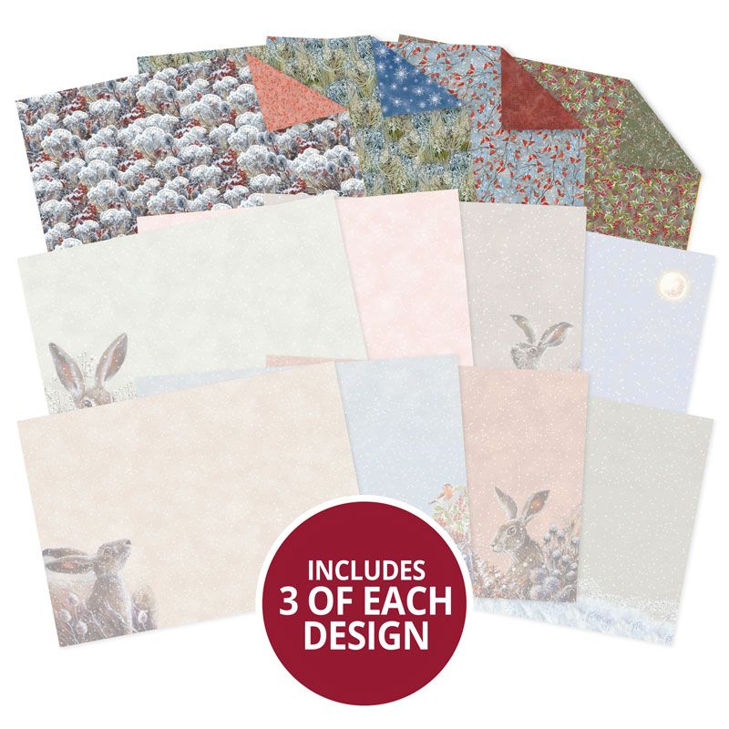 Meadow Hares At Wintertime Inserts & Papers-1