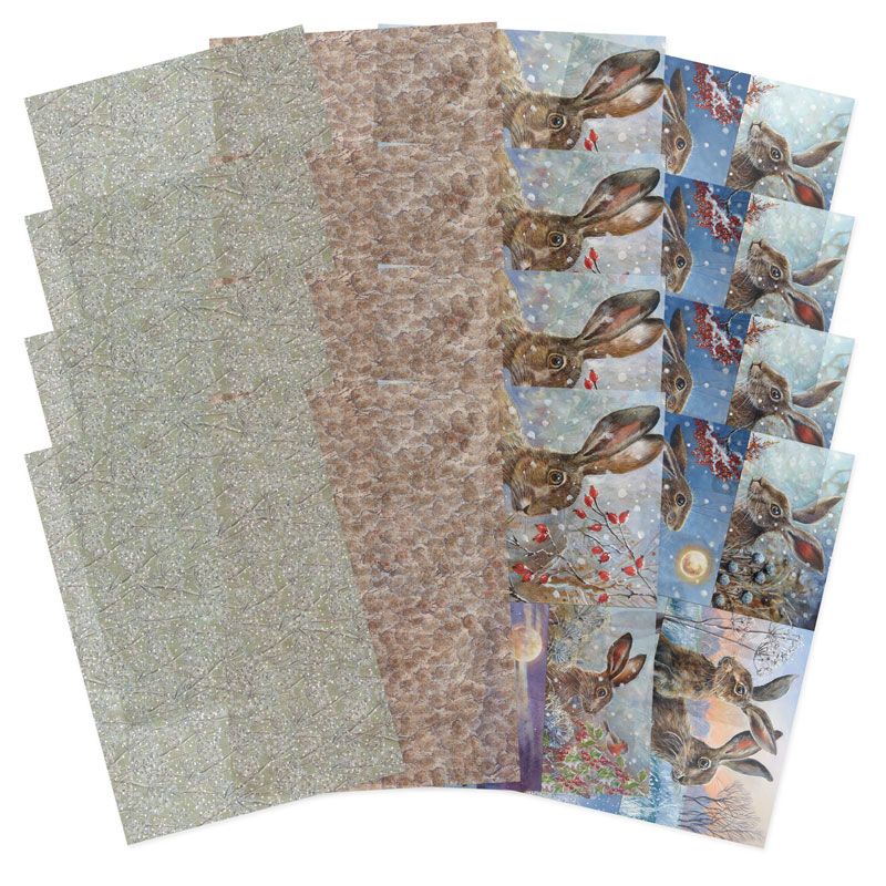 Meadow Hares At Wintertime Printed Parchment-1